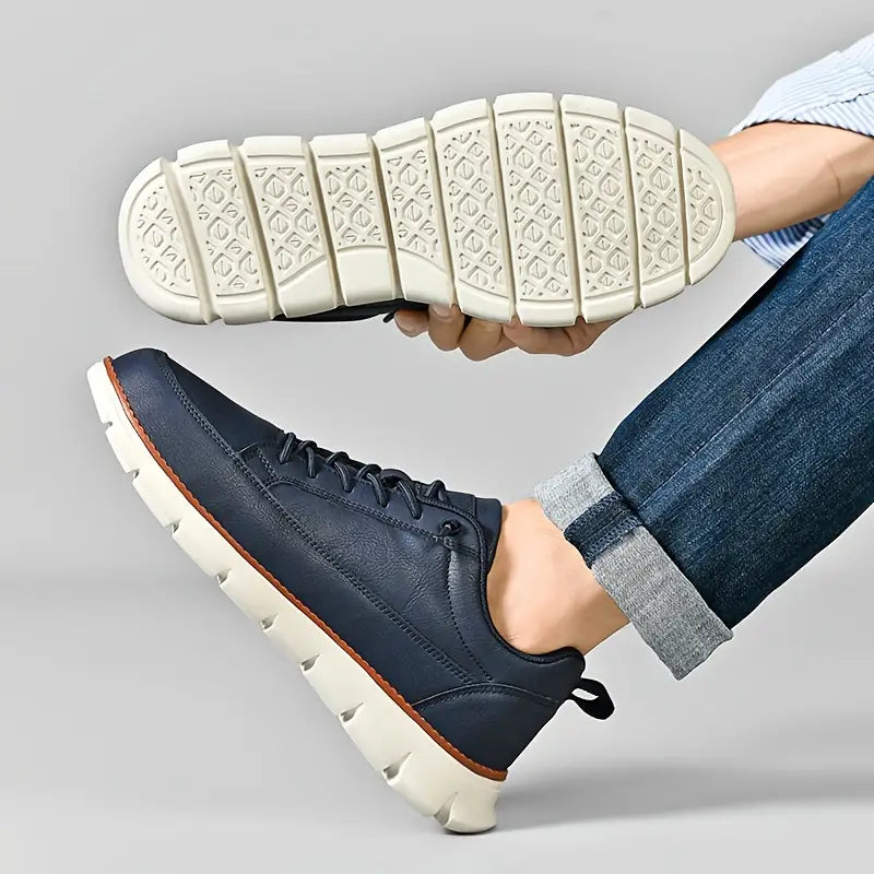 Leo Crafted Leather Sneakers - Men's in blue