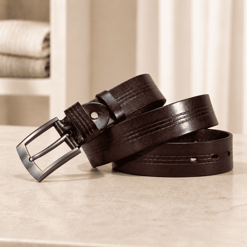 Rowan Full-Grain Leather Belt - Unisex in black