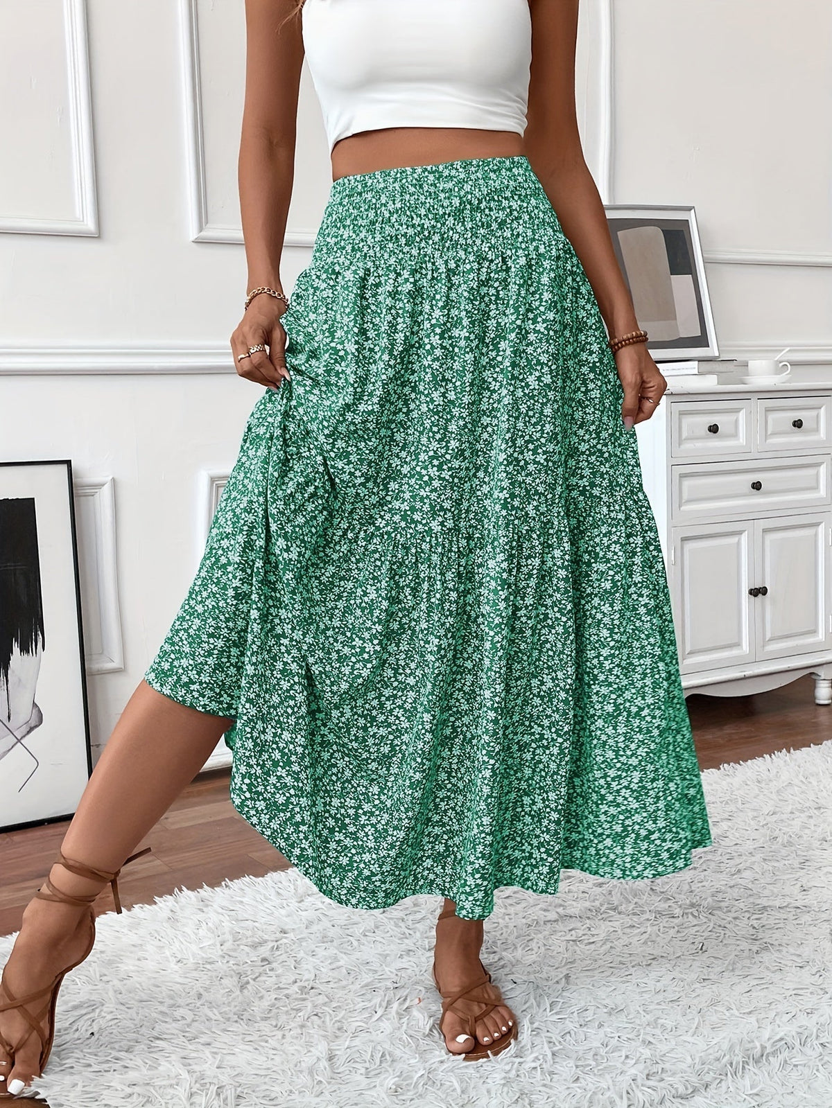 Elena Ditsy Floral Skirt - Women's in black