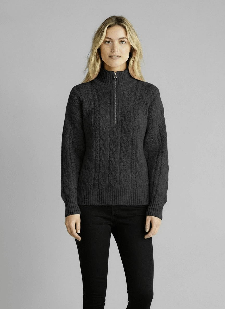 Amy Zip Sweater - Unisex in black