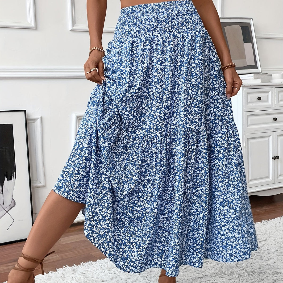 Elena Ditsy Floral Skirt - Women's in blue