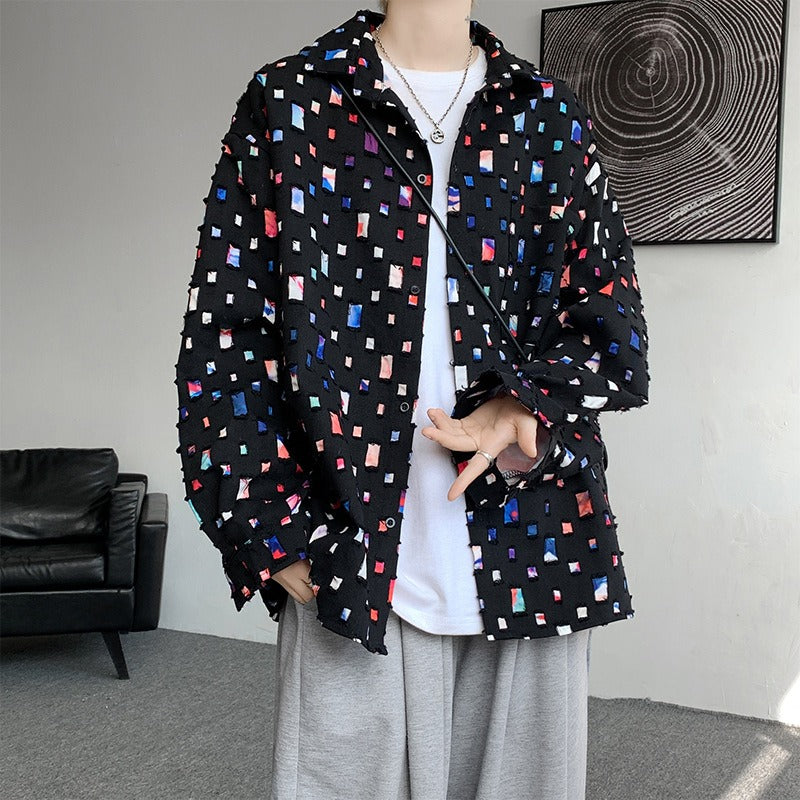 Mosaic Buttoned Jacket - Unisex in black