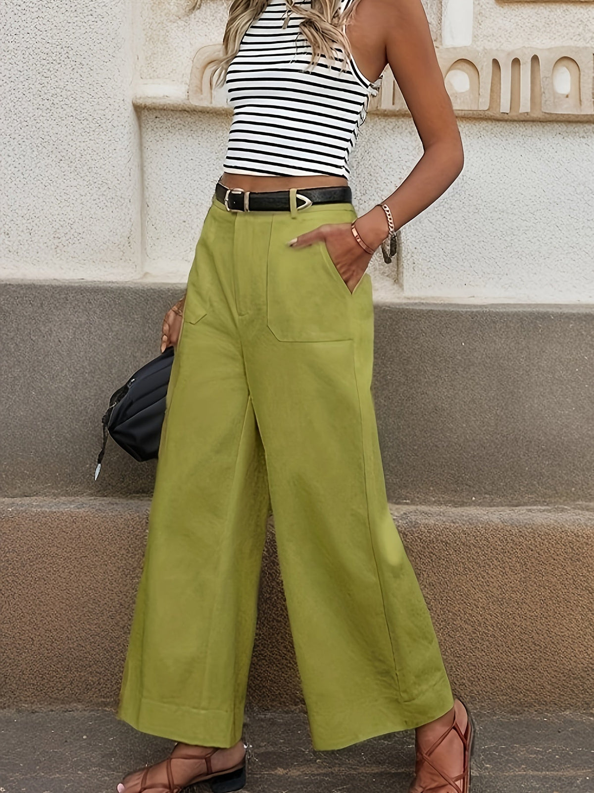 Mara High-Waisted Pants - Unisex in gray