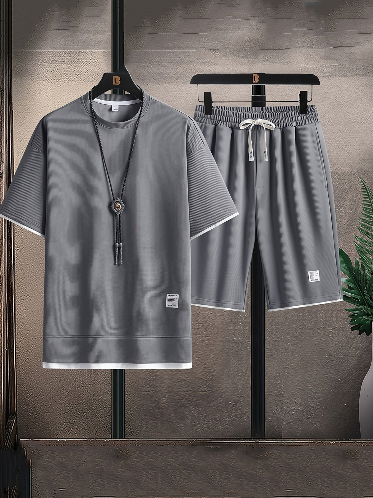 Reeve Waffle Knit Set - Unisex in gray