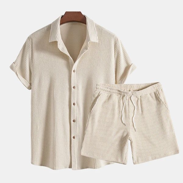 Cotton Lazio Waffle Set - Unisex in cream