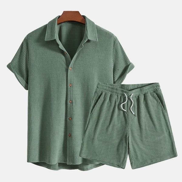 Cotton Lazio Waffle Set - Unisex in cream