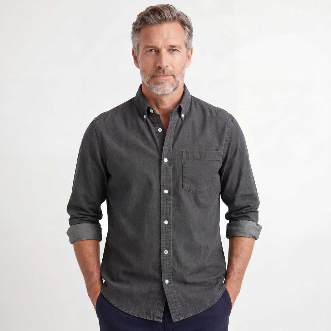 Kensington Chest-Pocket Linen Shirt - Unisex in blue