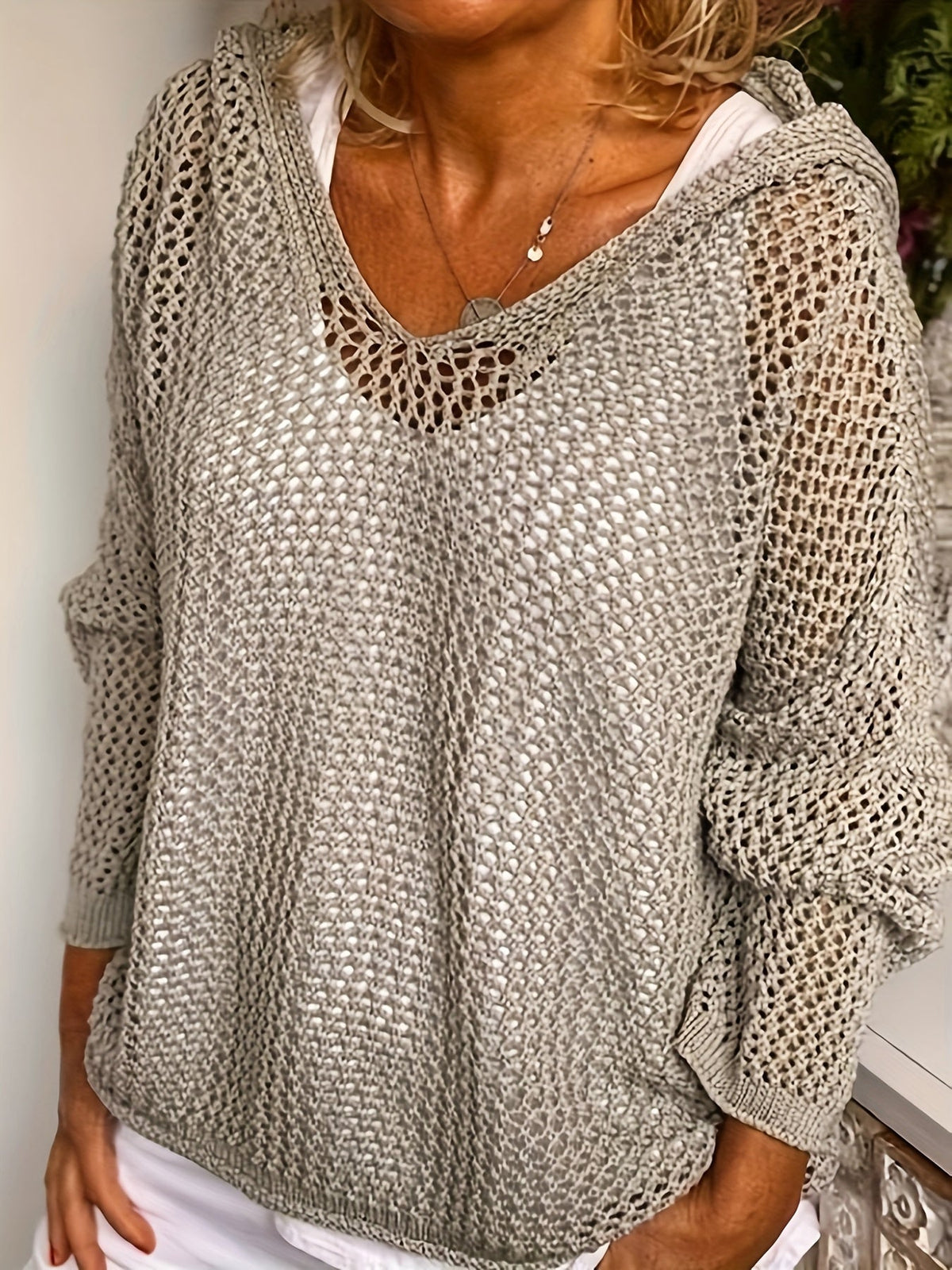 Lana Hooded Knit Sweater - Unisex in gray