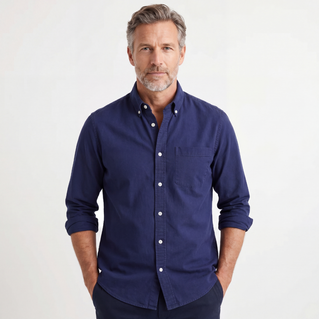 Kensington Chest-Pocket Linen Shirt - Unisex in gray
