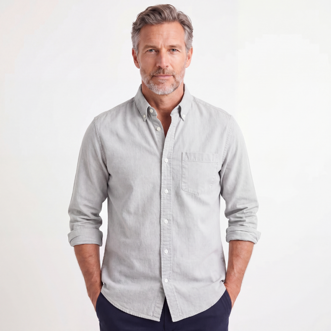 Kensington Chest-Pocket Linen Shirt - Unisex in blue