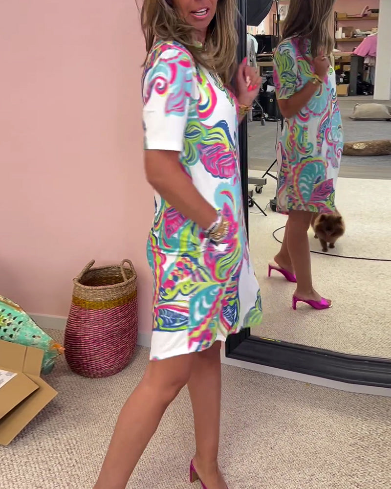 Aria Printed Dress - Women's in white