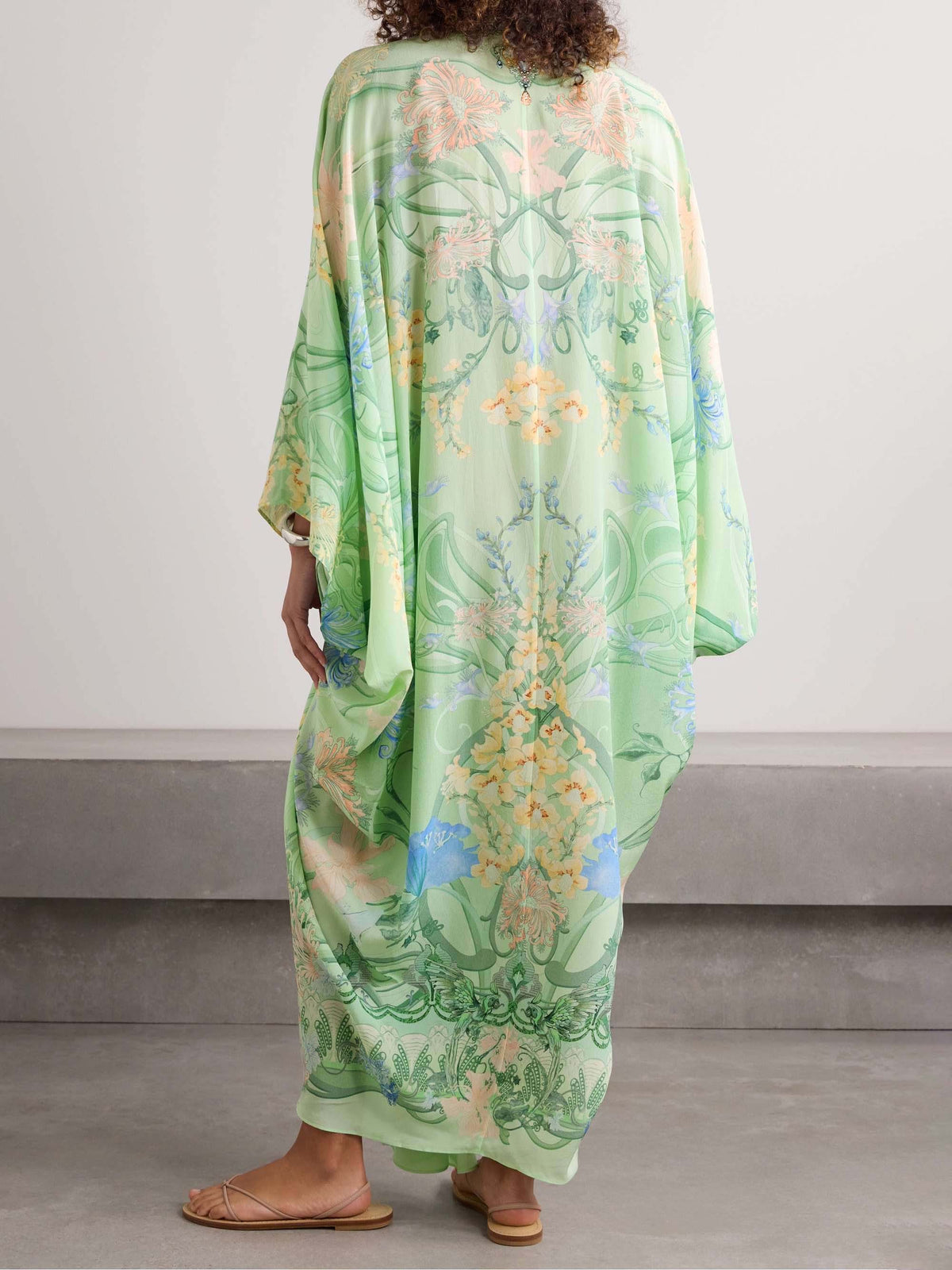 Unique Oversized Floral Midi Dress - Women's in green