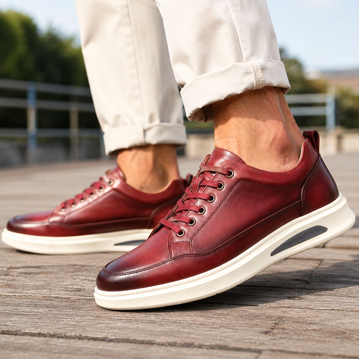 Sawyer Handmade Leather Sneakers - Men's in red