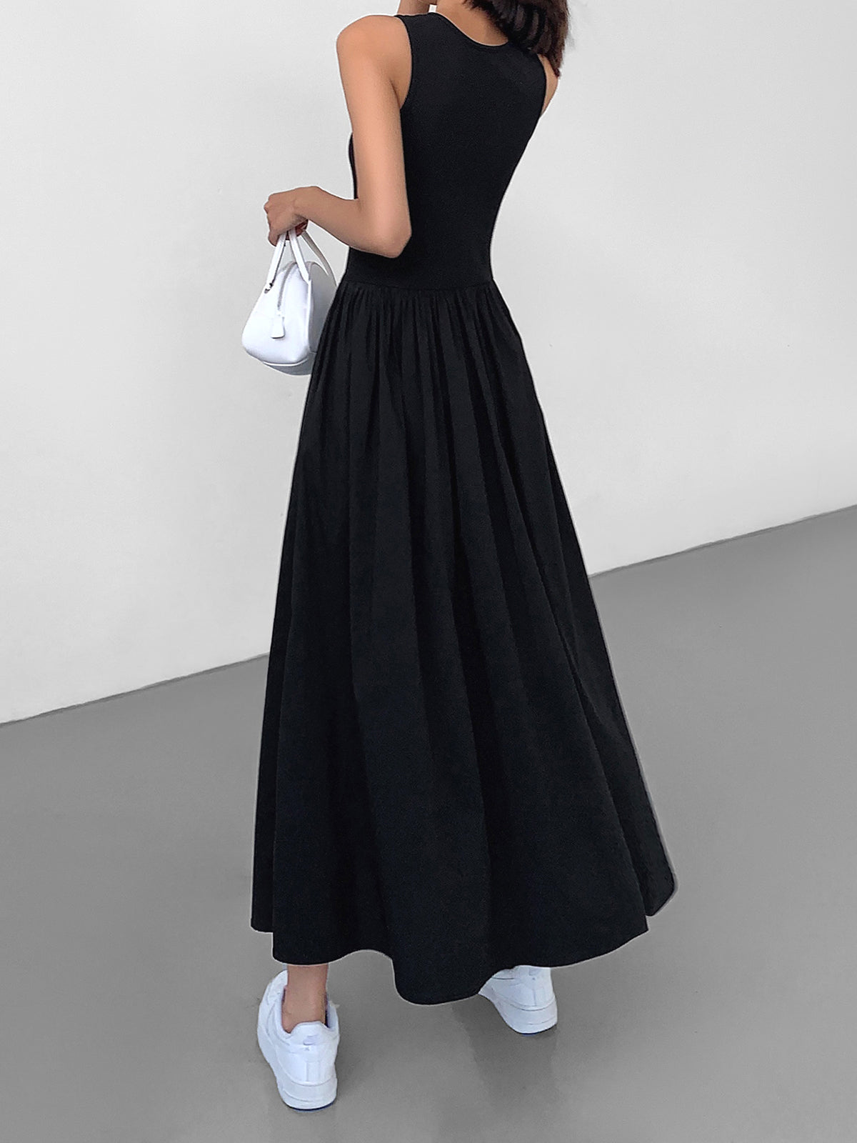 Leisure Crew Neck Dress - Women's in white