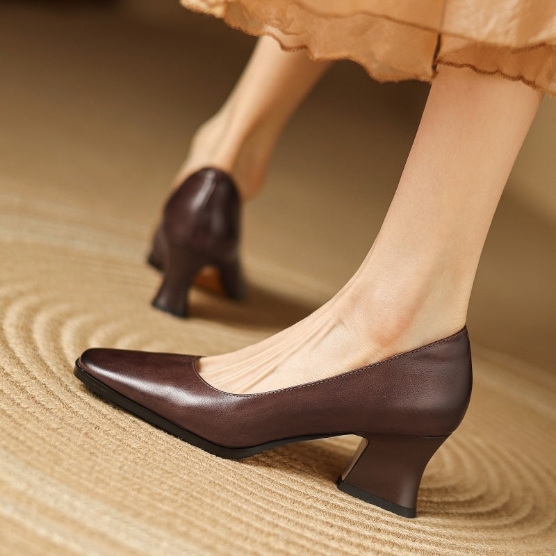 Theo Square-Toe Leather Pumps - Women's in red