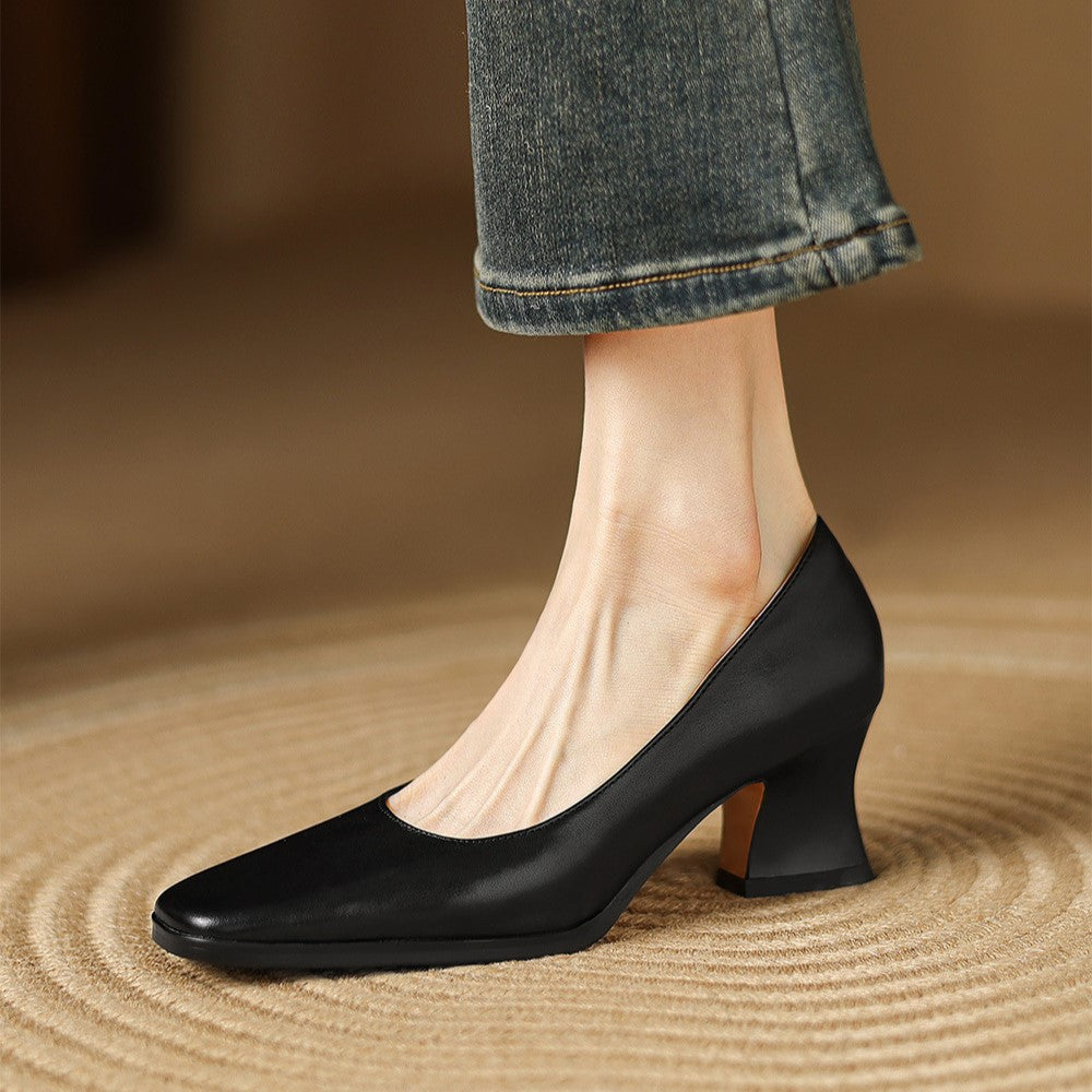Theo Square-Toe Leather Pumps - Women's in brown