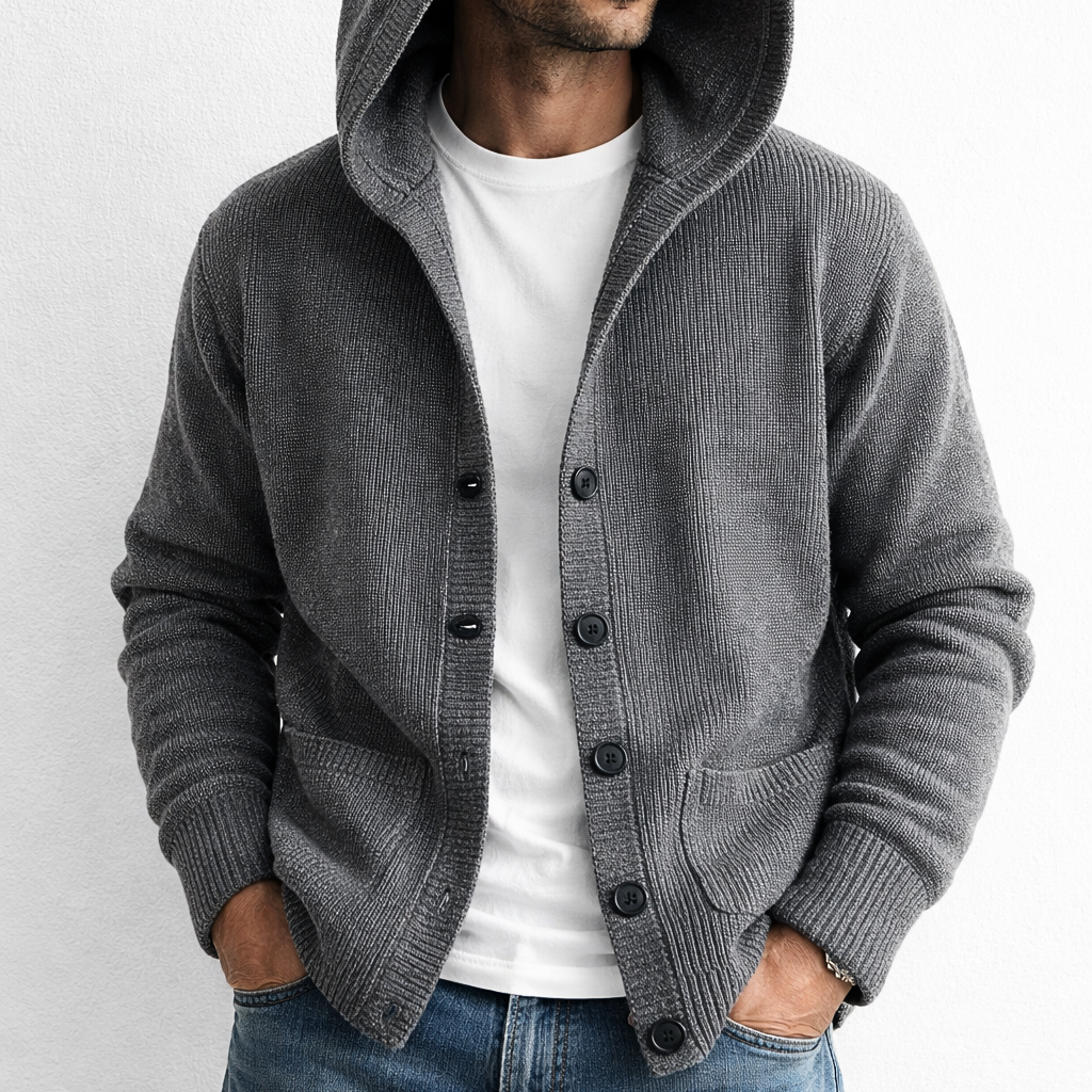 Stirling Hooded Knit Cardigan - Unisex in gray