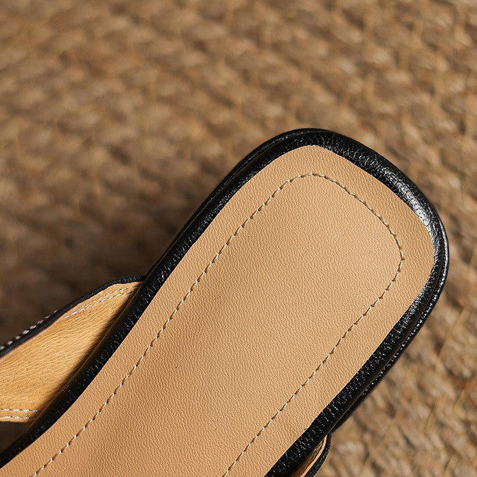 Lawson Square-Toe Leather Mules - Women's in black