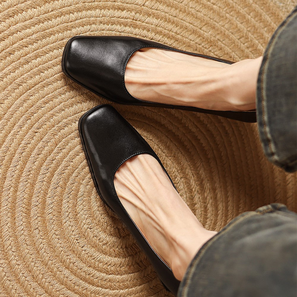 Theo Square-Toe Leather Pumps - Women's in brown
