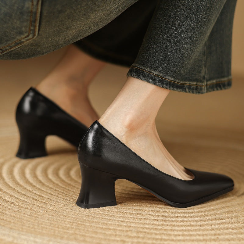 Theo Square-Toe Leather Pumps - Women's in brown