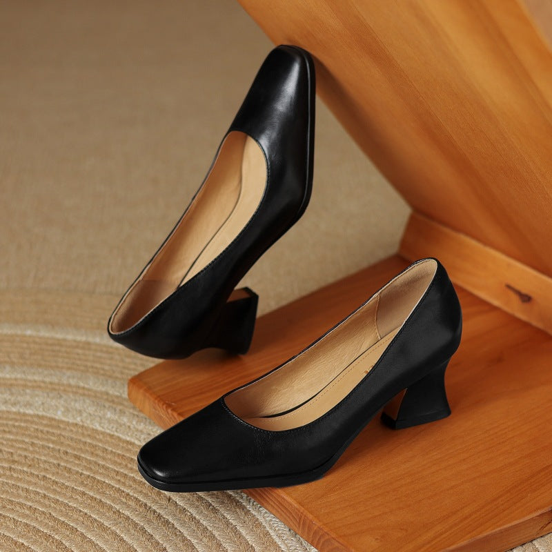 Theo Square-Toe Leather Pumps - Women's in brown