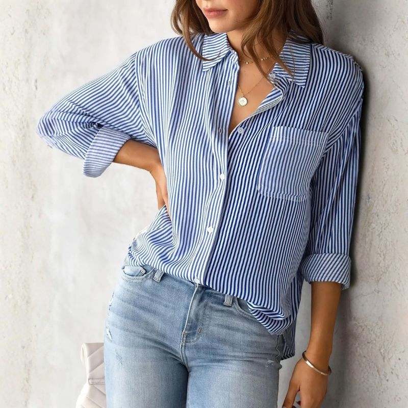 Edith Striped Shirt - Unisex in blue
