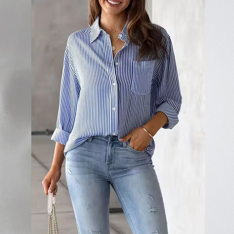 Edith Striped Shirt - Unisex in purple