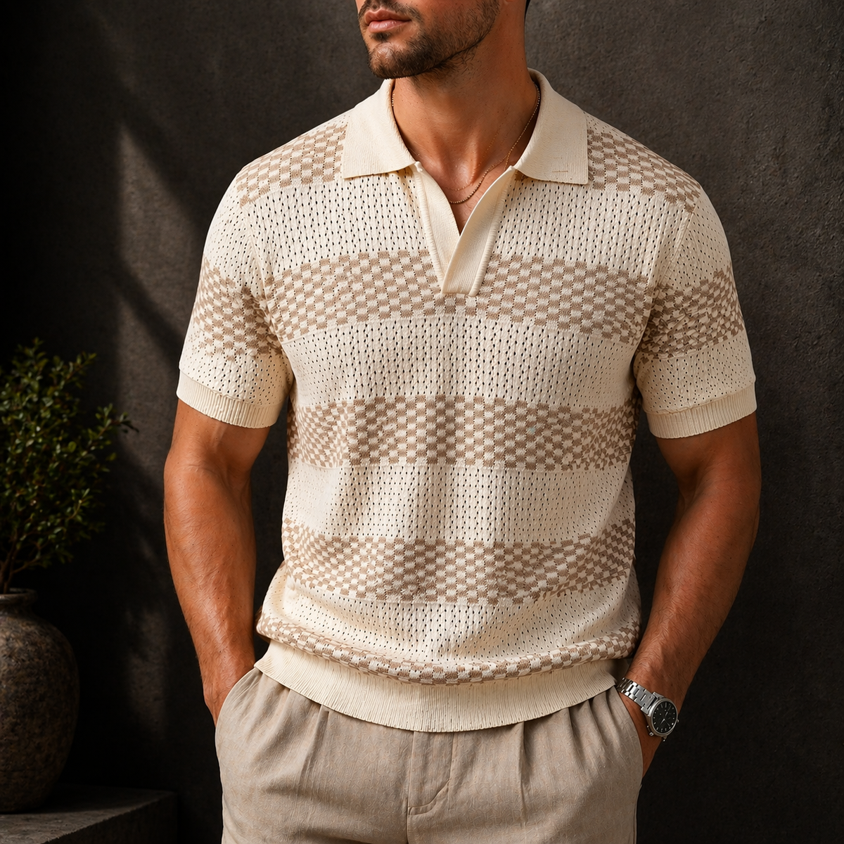 Sutton Knitted Polo - Men's in brown