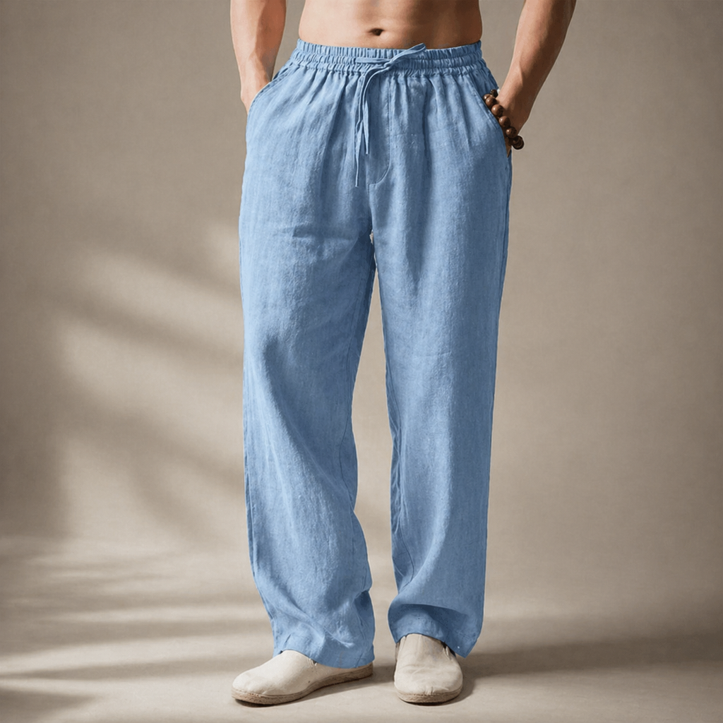 Bromley Linen Pants - Unisex in blue