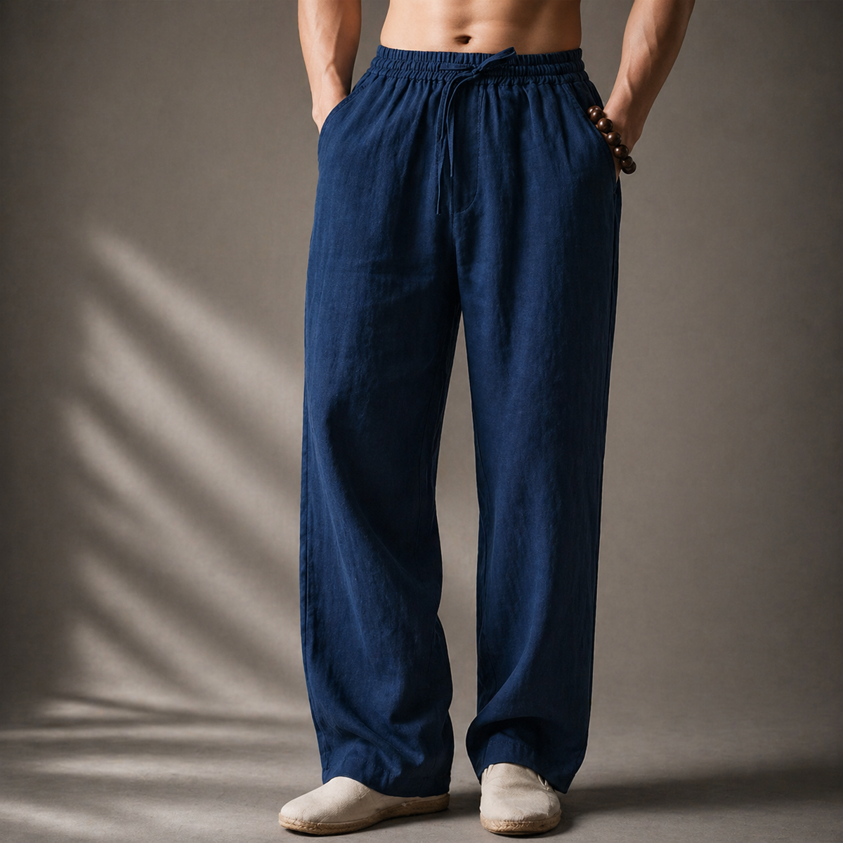 Bromley Linen Pants - Unisex in blue