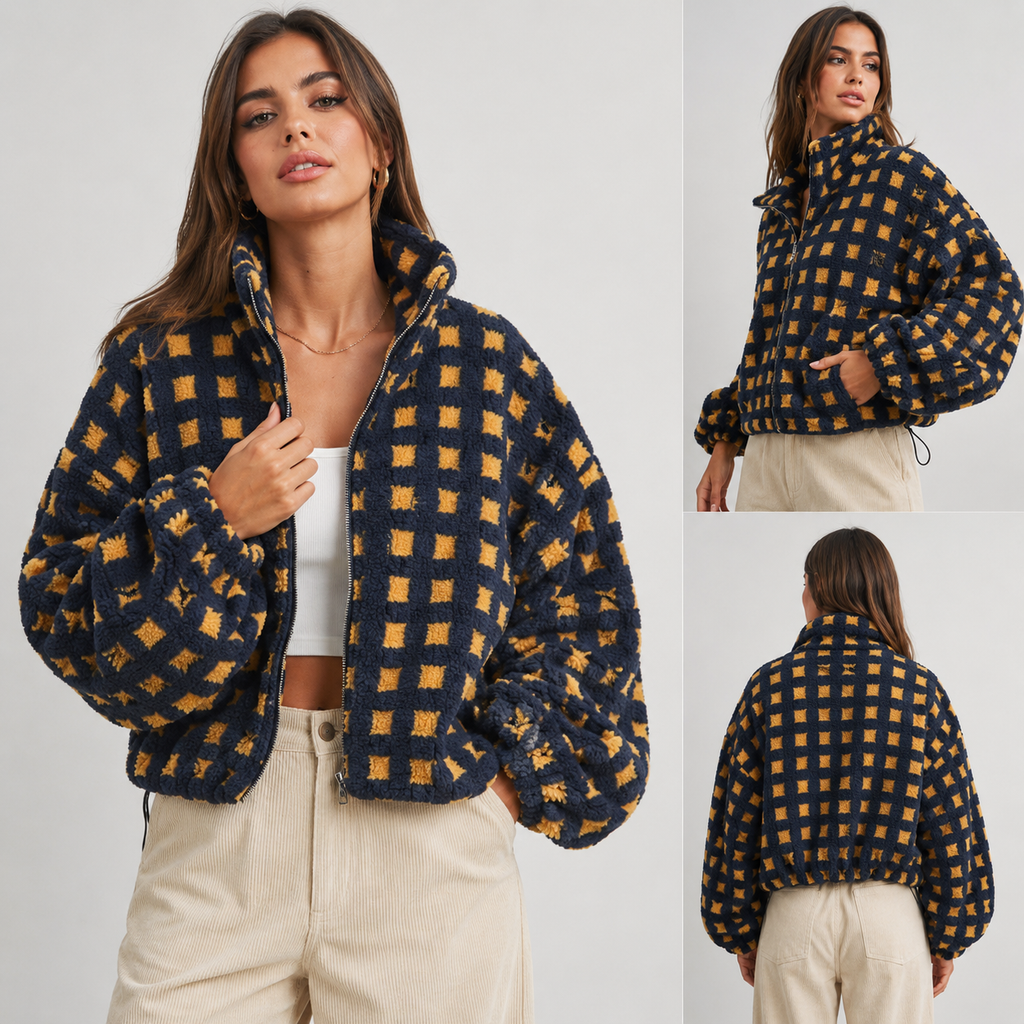 Vivienne Check Jacket - Women's in rust