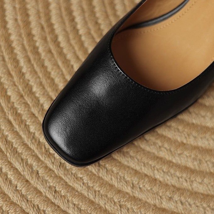 Theo Square-Toe Leather Pumps - Women's in brown