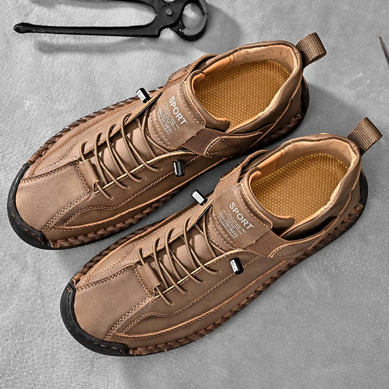 Calder Handmade Leather Sneakers - Men's in blue