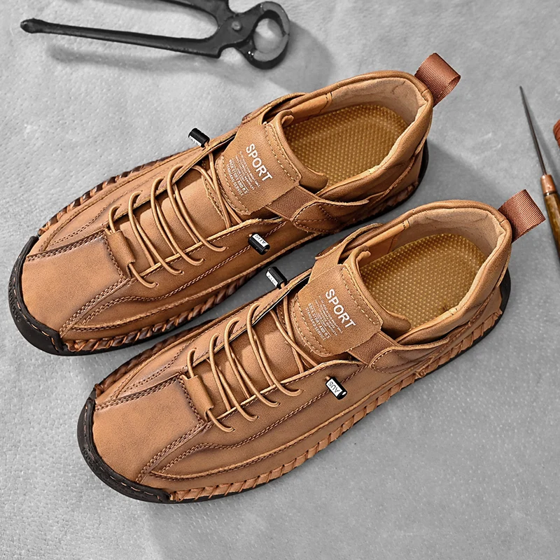 Calder Handmade Leather Sneakers - Men's in blue