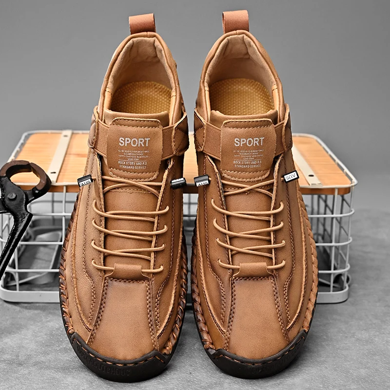 Calder Handmade Leather Sneakers - Men's in blue
