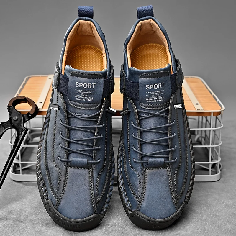 Calder Handmade Leather Sneakers - Men's in olive