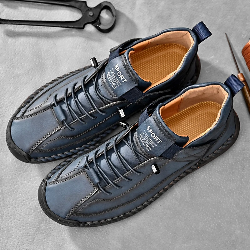 Calder Handmade Leather Sneakers - Men's in olive