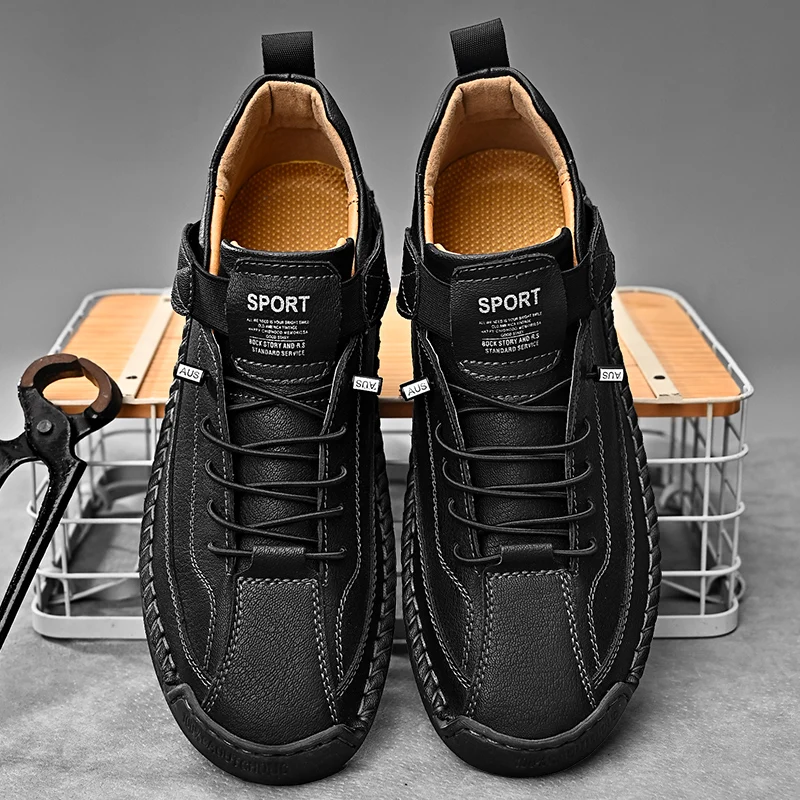 Calder Handmade Leather Sneakers - Men's in olive