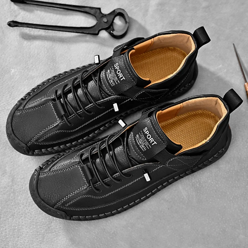 Calder Handmade Leather Sneakers - Men's in olive