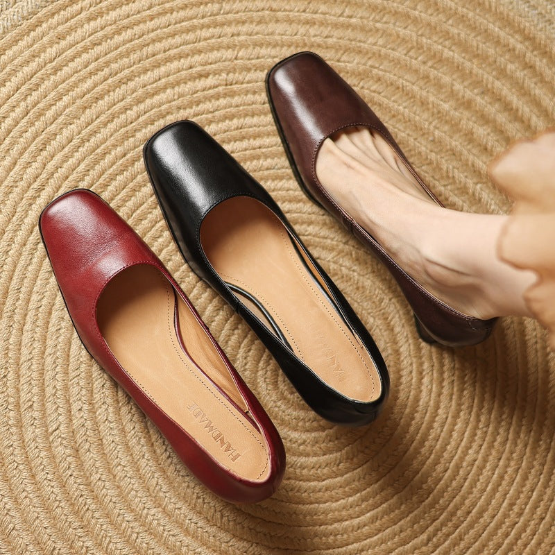 Theo Square-Toe Leather Pumps - Women's in red