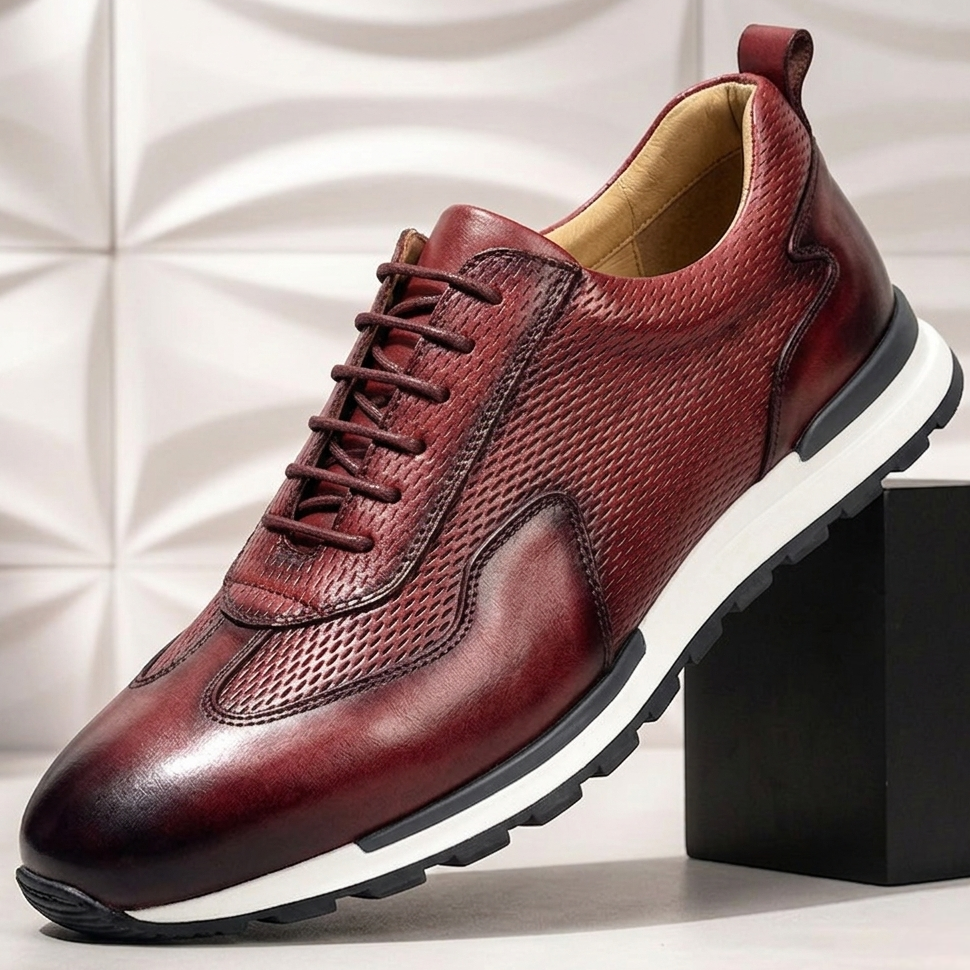 Reuben Cowhide Leather Sneakers - Men's in blue