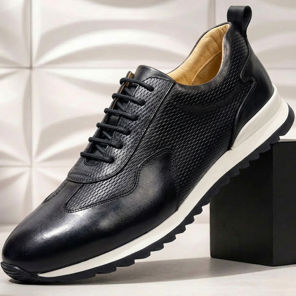 Reuben Cowhide Leather Sneakers - Men's in blue