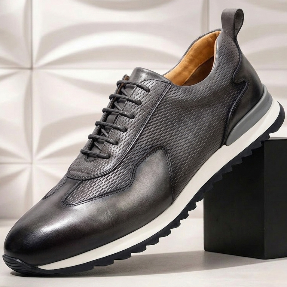 Reuben Cowhide Leather Sneakers - Men's in blue