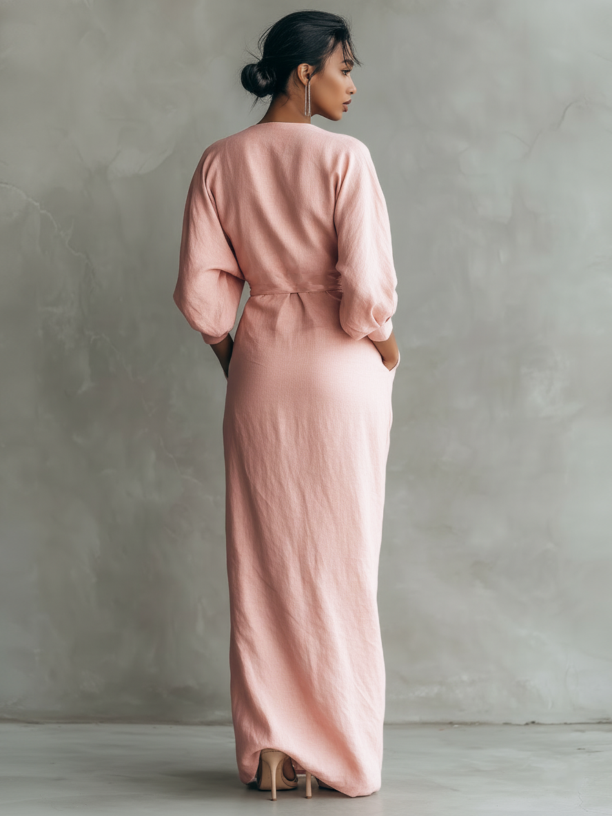Hugo Linen Maxi Dress - Women's in pink