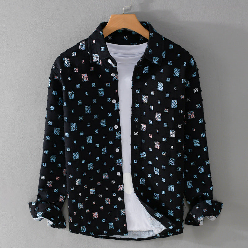 Mosaic Collared Shirt - Unisex in white