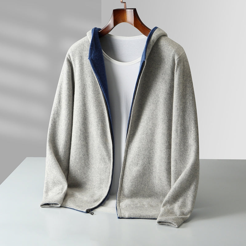 Cyrus Reversible Cashmere Hoodie - Unisex in black