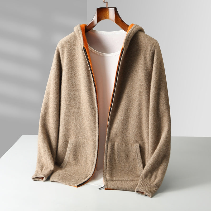 Cyrus Reversible Cashmere Hoodie - Unisex in brown