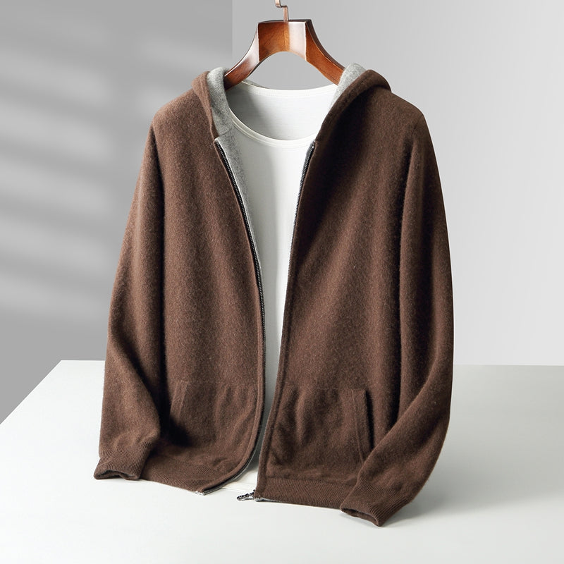 Cyrus Reversible Cashmere Hoodie - Unisex in brown
