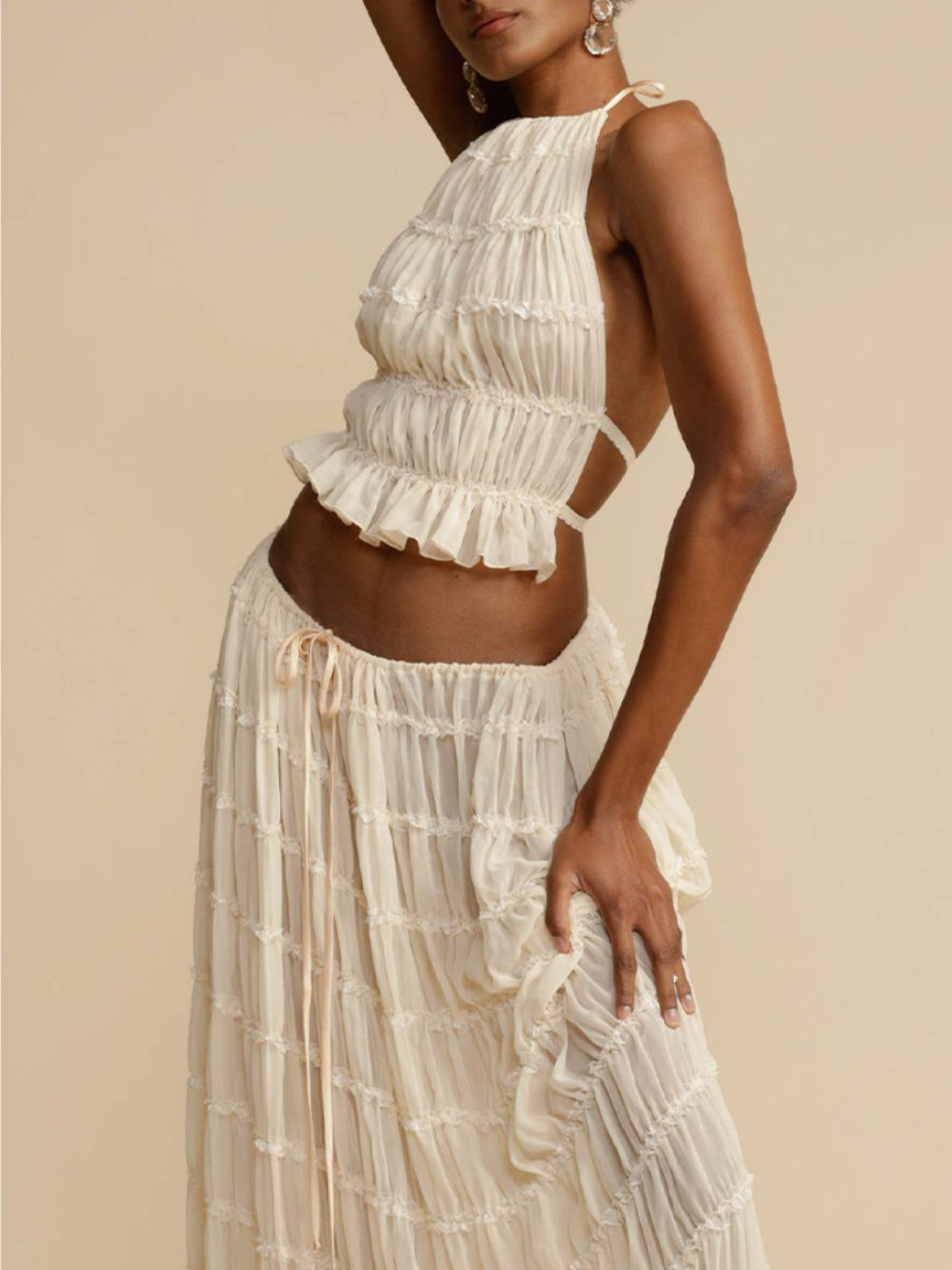Pleated Skirt - Women's in white maxi