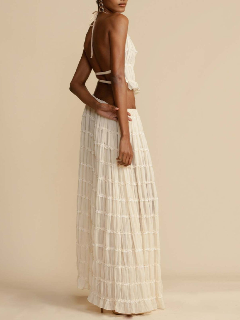 Pleated Skirt - Women's in white maxi